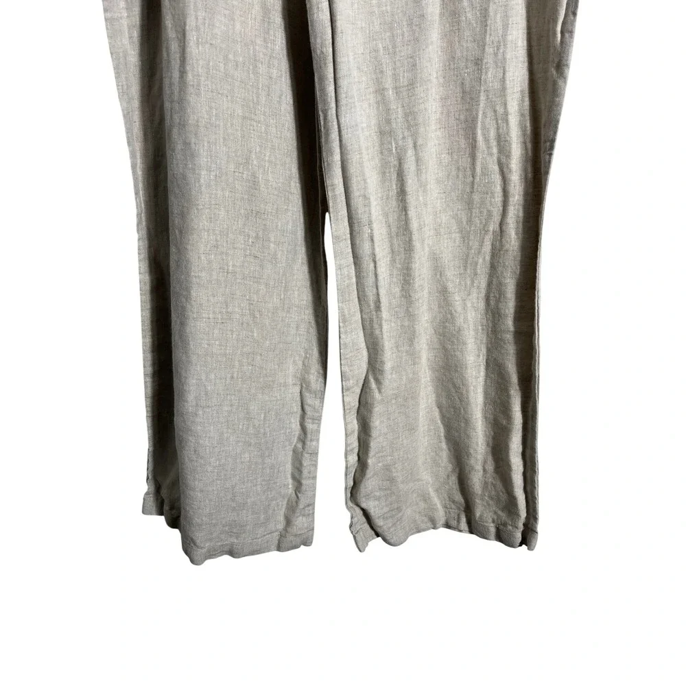 REFORMATION Cleo Linen Pleated Wide Leg Trouser Pant in‎ Oatmeal
